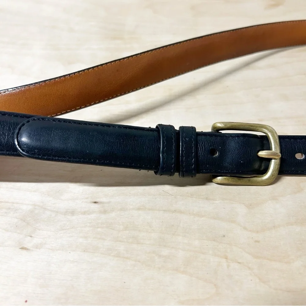 VTG COACH Black/Brown Tanned Cowhide Leather Belt #6600 Brass Buckle Sz 36”/90cm